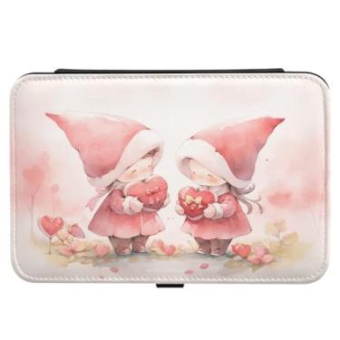 Imagem de Burbuja Caixa de joias de viagem de gnomos em aquarela de dia dos namorados, presente para mulheres e meninas, estojo de joias portátil de couro PU organizador para brincos, anéis, colares e pulseiras