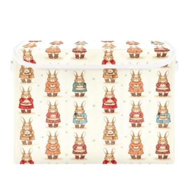 Imagem de SEHANY Cestas de armazenamento fofas de coelho de desenho animado com tampas, organizador de caixas de armazenamento de tecido para armário de roupas, cobertor de escritório, berçário, 42 x 32 x 30 cm