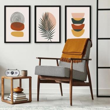Imagem de Kit 3 Quadros Abstratos Contemporâneos Boho 33X24Cm