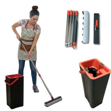 Imagem de Mop Esfregão Rodo Esponja Pva Alta Absorção Com Balde Slim Limpeza Prá