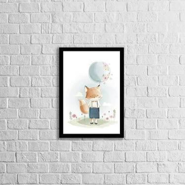 Imagem de Quadro Infantil Estilo Aquarela Raposinha Com Balão 24X18 - Quadros On