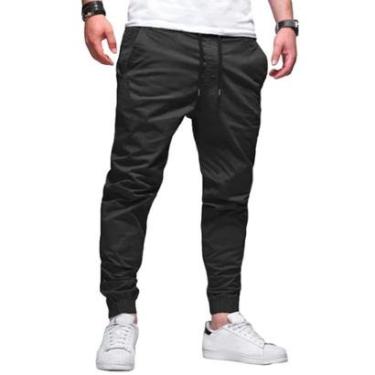 Imagem de Calça Jogger Plus Size Sarja Masculina Skinny Com Punho S01plus-Off White-G4-Masculino