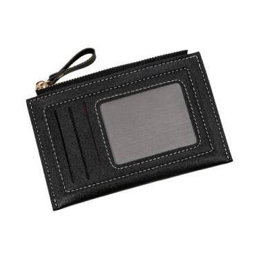 Imagem de Carteira De Moedas Ultrafina Minimalista Em Couro PU, Porta-Cartões De