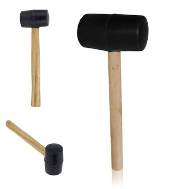 Imagem de Martelo Borracha Cabo Madeira Marreta Assentar Azulejo Piso Ceramica Porcelanato Chao Parede Manutençao Obra