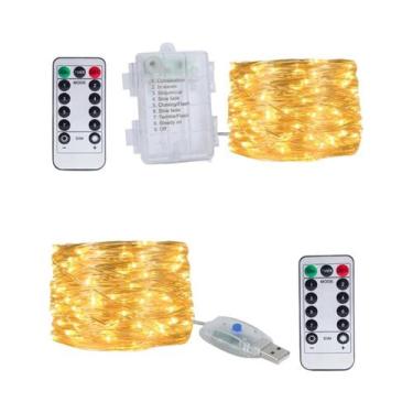 Imagem de Luzes De Fada LED Com Fio Prateado De 5M, 10M, 20M Com Controle Remoto