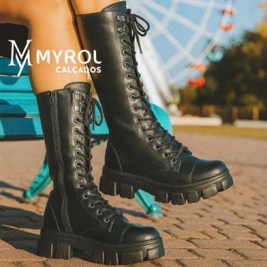 Imagem de Bota Coturno Tratorado Cano Alto Estilo de Blogueira - Myrol Outlet, 3