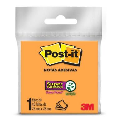 Imagem de Bloco adesivo 3M post-It 76X76mm laranja 45 folhas