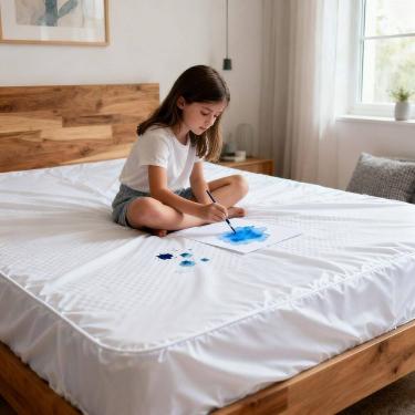 Imagem de Protetor de Colchão 100% Impermeável em Malha Confort Solteiro, Casal, Queen e King Branco Casa Dona