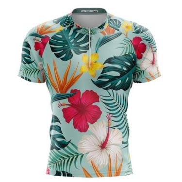 Imagem de Camisa Ciclismo Folhas Tropicais Curta Dry Fit Bike Mtb - - Decole, Ve