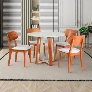 Imagem de Conjunto Mesa Áustria com 4 Cadeiras Madeira Maciça, Multilaminada e E