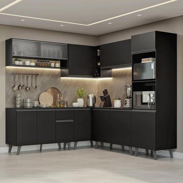 Imagem de Armário de Cozinha Completa de Canto 445 cm Preto Nice Madesa 02
