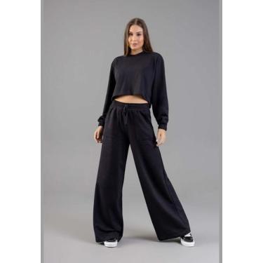 Imagem de Calça Básica Feminina para Adulto em Moletom Just Basic, Preto, XGG