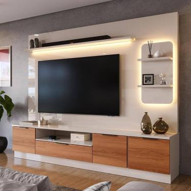 Imagem de Estante Home Para TV Até 75” Noble 225cm Com Torre Nicho LED Sala Luxo