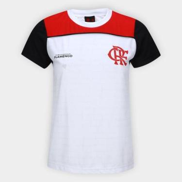 Imagem de Camiseta Flamengo Fulgor Feminina - Braziline, Branco, Preto, P