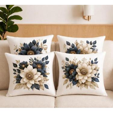 Imagem de Capas Almofada Oxford Kit 4 Flores 3D 45 cm x 45 cm Estampa:2 - Camari