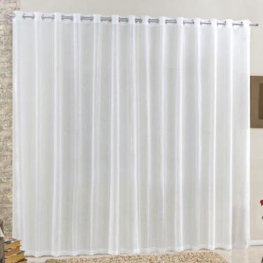 Imagem de Cortina 2 Mts Sala Quarto Voal e Linho para Varão Barata Branca - 100%