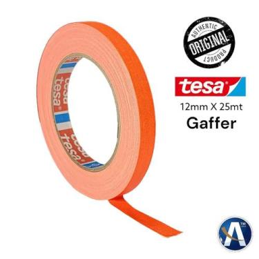 Imagem de Fita Tecido Gaffer Tape Tesa 12mm x 25m Laranja Fluorescente - Ideal p