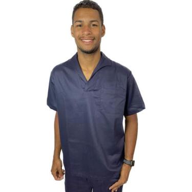 Imagem de Camisa Gola Italiana de Brim RESISTENTE Manga Curta Uniforme Profissio