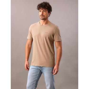 Imagem de Camiseta Manga Curta Calvin Klein Jeans Masculino Logo Basico Peito - Caqui Medio-Feminino