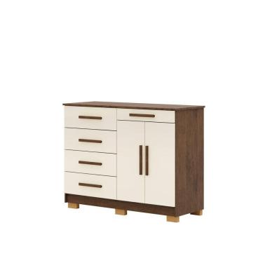 Imagem de Cômoda Sapateira Sirius 2 Portas 1 Prateleira MDF Imbuia Champanhe