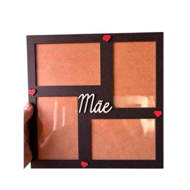 Imagem de porta retrato para 4 fotos 10x15 Opções:Mae 4 fotos preto - personaliz