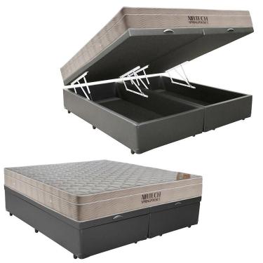 Imagem de Cama Box Baú King Sintético Bipartido + Colchão Ortobom Airtech Molas Ensacadas 65x193x...