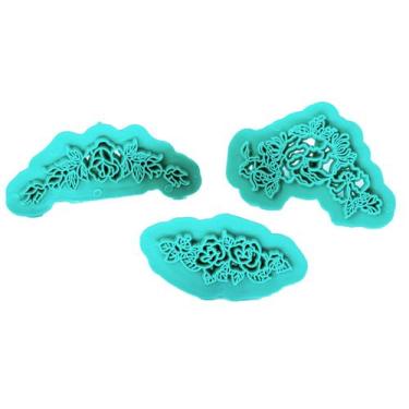 Imagem de Marcador Arabesco Flores 3pç Plástico Decoração Confeitaria - Prime Ch