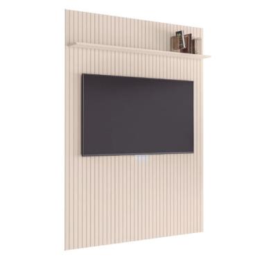 Imagem de Painel para TV Até 70 Polegadas 1,80x2,40m Ripado com Prateleira Arbo Off White edn