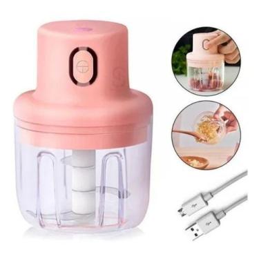 Imagem de Mini Processador De Alimentos Elétrico Recarregável 250mL Com 3 Lâmina