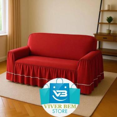 Imagem de Capa protetor Sofá Dalia de 2 lugares Cor:Vermelho - Viver Bem Estar, 