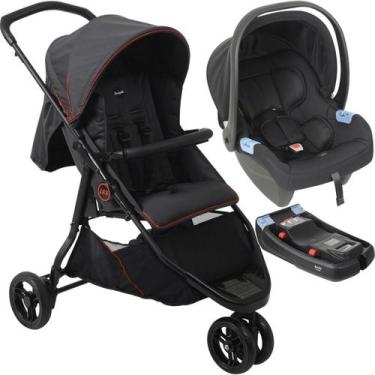 Imagem de Carrinho de Bebe com Bebe Conforto Base Burigotto CR3 G22 Gray Red