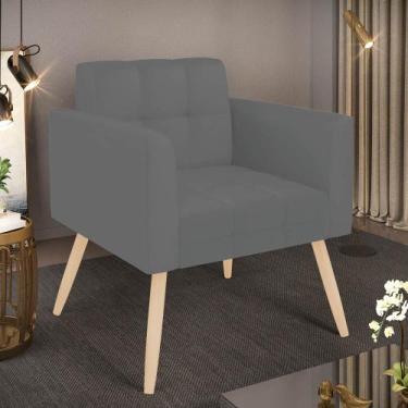 Imagem de Poltrona Sala Decorativa Elisa Pé Palito Natural Sintético Grafite D03