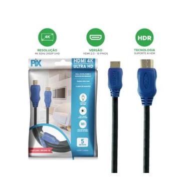 Imagem de Cabo HDMI 2.0 - 4K HDR 19P - 30 AWG - 5M - Pix