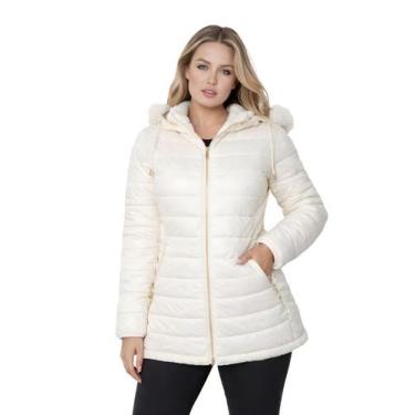 Imagem de Jaqueta ParKa Feminina Dupla Face Nylon Peluciada Off White - Rcv Stor