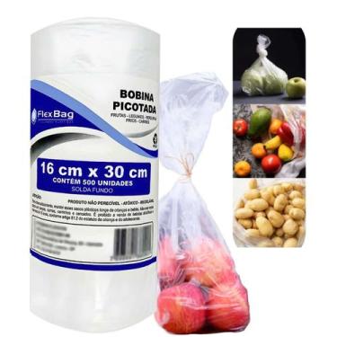Imagem de Bobina Picotada Plast Film 16x30cm 500 Sacos Polietileno Virgem Feira 