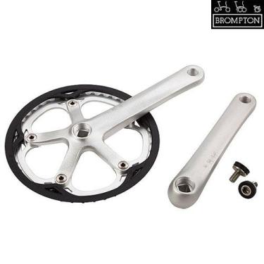 Imagem de Pedivela Brompton 50d com protetor de coroa prata - QCRANKSET-SPI-50