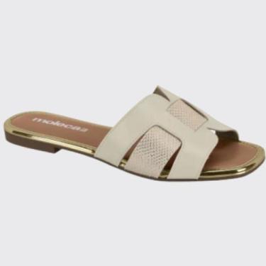 Imagem de Tamanco Feminino Rasteira Slide Tresse Moleca 5435.553.29850, Branco o