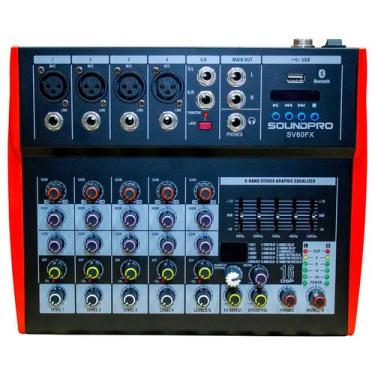 Imagem de Mesa de som soudpro 6 canais sv60fx c/ bluetooth - SOUNDPRO