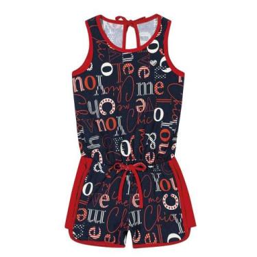 Imagem de Macacão Infantil Menina Elian Love Azul Marinho, 6
