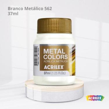 Imagem de Tinta Acrílica Metálica Metal Colors Acrylic 37ML cor Branco Metálico 