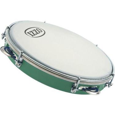 Imagem de Pandeiro 10" Izzo 6470 - ABS Verde com Pele Leitosa Branca - samba pag