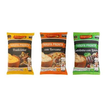 Imagem de Kit 3 Farofa de Mandioca Temperada 250g 3 Sabores Delícia - Tempermil