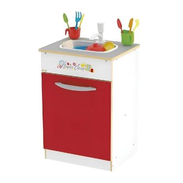 Imagem de Kit Pia Infantil Super Clean com Acessórios em MDF Cozinha Brinquedo Educativa Junges