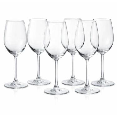 Imagem de Jogo 6 Taças de Cristal Titânio para Vinho 440ML Haste Ergonômica Base Circular 23,5CM Transparente Carisma