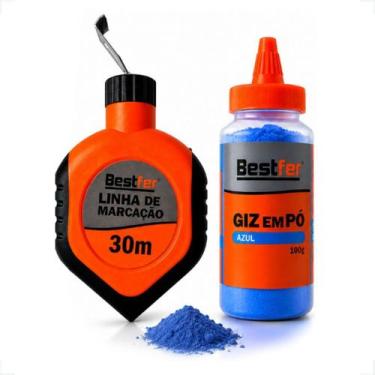 Imagem de Kit Giz Em Pó Linha P/marcação Gesseiro Terra Obra Madeira - BESTFER