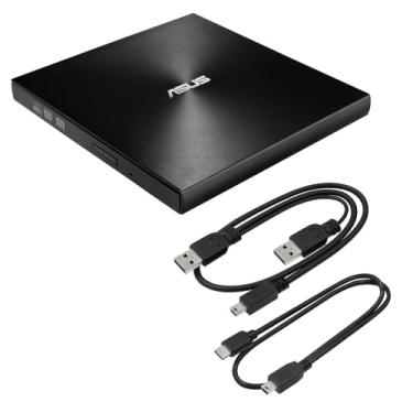 Imagem de ASUS ZenDrive Drive Preto 13 mm DVD/gravador externo 8X +/-RW com suporte M-Disco, compatível com Mac e Windows e Nero BackItUp para dispositivos Android (cabos USB 2.0 e tipo C incluídos)