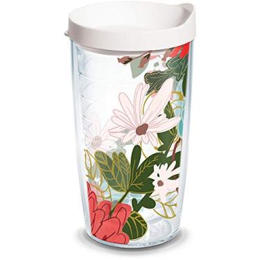 Imagem de Tervis Copo de viagem com isolamento térmico de parede dupla floral macio feito nos EUA, mantém as bebidas frias e quentes, 473 ml, clássico
