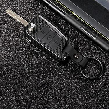Imagem de WSWJDW Capa de silicone para chave de carro Capa de chaveiro com anel de bolsa, adequado para Skoda Octavia A5 A7 Kodiaq Rapid Yeti para Vw Passat B8 Skoda Superb A7 2017 2018 2019, B Carbon