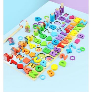 Imagem de Brinquedo Encaixe Montessori Educativo Infantil Madeira Número Formas Criança Menino Menina