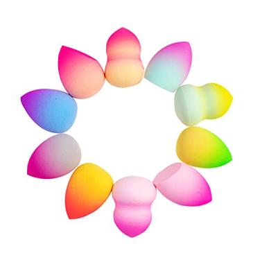 Imagem de Pacote com 10 esponjas de maquiagem gradiente conjunto de ovos, esponja de maquiagem para mulheres, esponjas de beleza para mistura líquida úmida e seca sem falhas